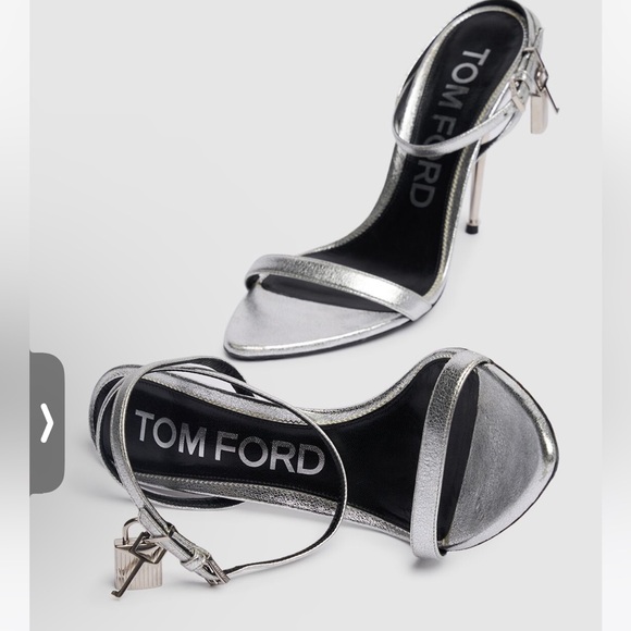 Tom Ford Shoes - TOM FORD Silver Leather Padlock Sandals 105 size 40